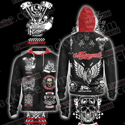 Motorcycle Unisex Zip Up Hoodie 4XL