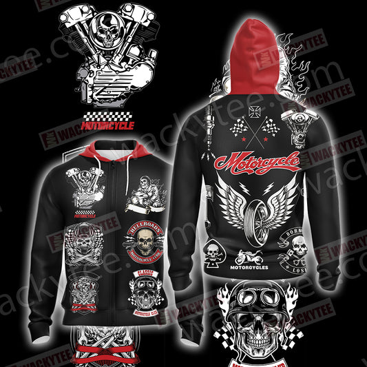 Motorcycle Unisex Zip Up Hoodie 4XL