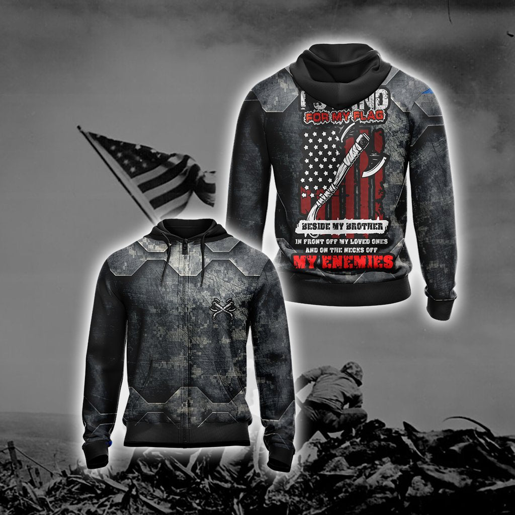 Veteran I Stand For My Flag Unisex Zip Up Hoodie 4XL