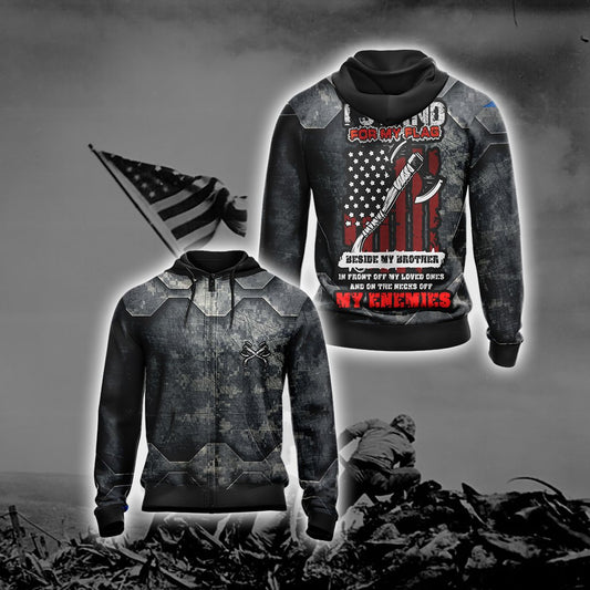 Veteran I Stand For My Flag Unisex Zip Up Hoodie 4XL