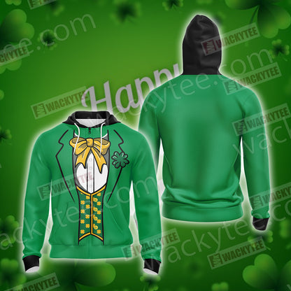 Leprechaun Costumes Saint Patricks Day Unisex Zip Up Hoodie 4XL