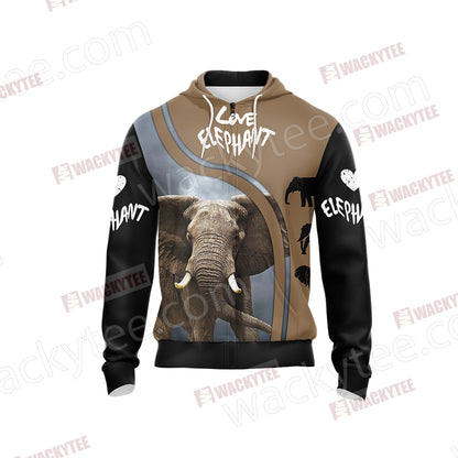 Love Elephant Unisex Zip Up Hoodie Jacket