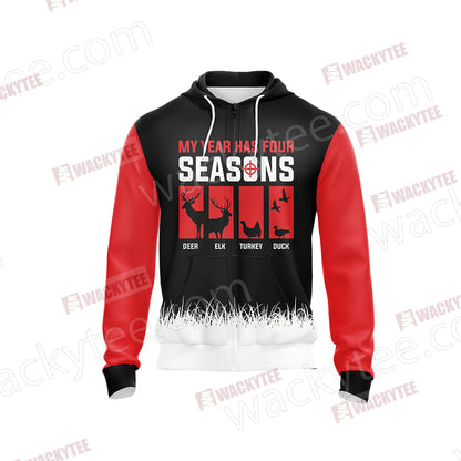 Hunting My Year Has Four Season Unisex Zip Up Hoodie Jacket