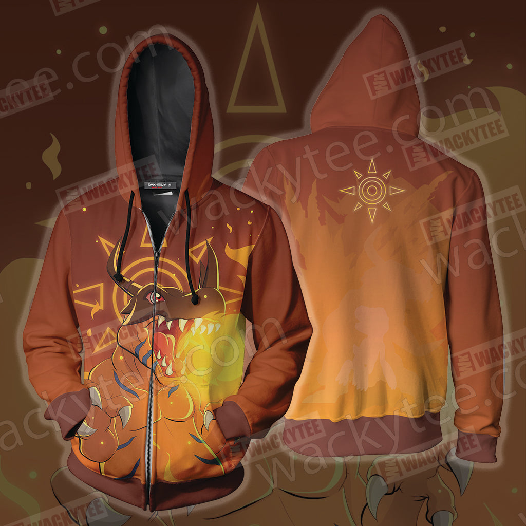 Digimon Greymon Zip Up Hoodie Jacket 4XL