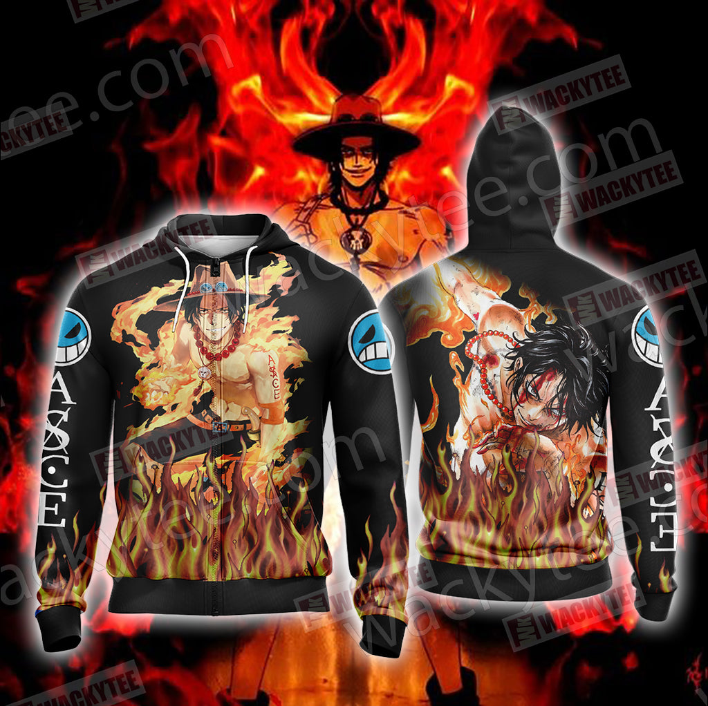 One Piece - Ace New Style Unisex Zip Up Hoodie Jacket