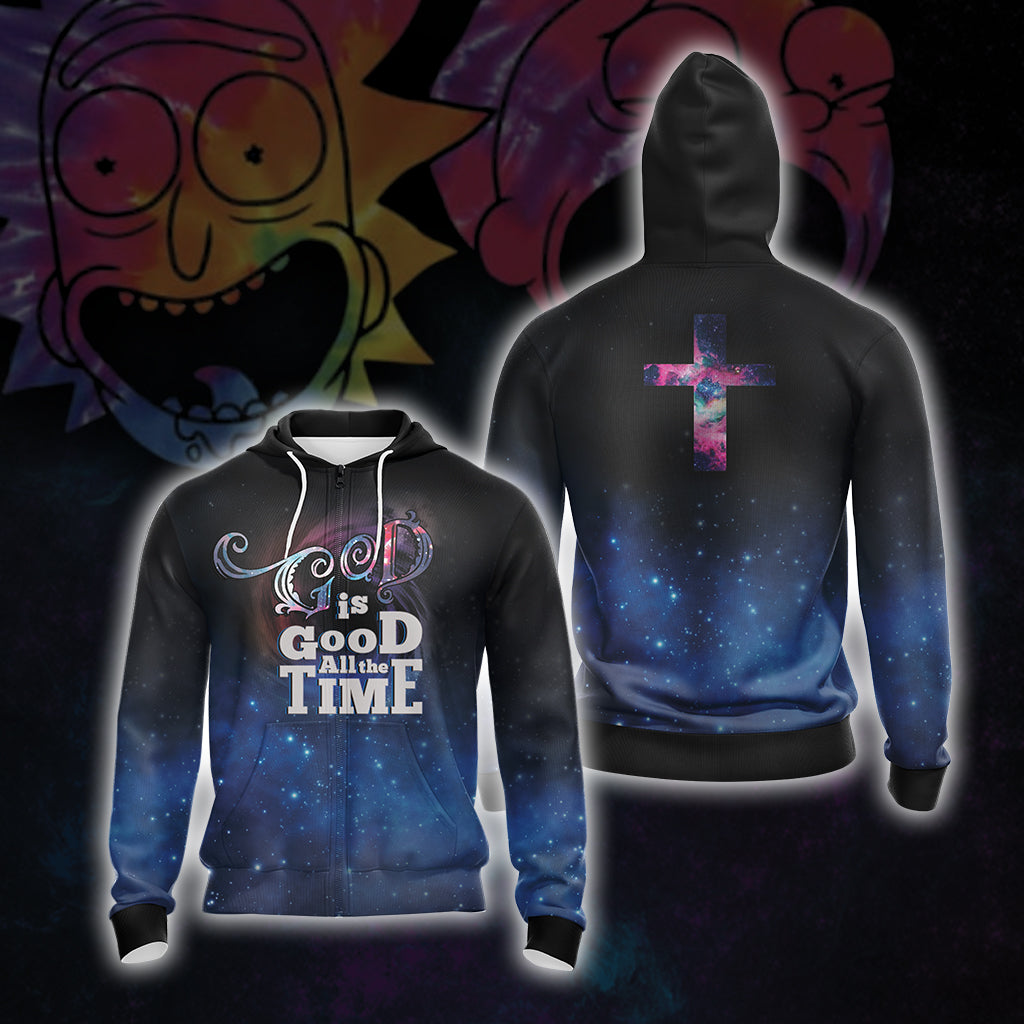 God Is Good All The Time Jesus Lovers Unisex Zip Up Hoodie 4XL