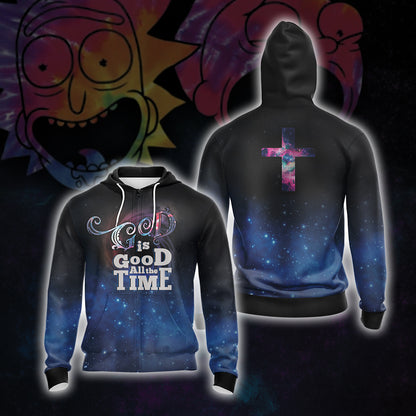 God Is Good All The Time Jesus Lovers Unisex Zip Up Hoodie 4XL