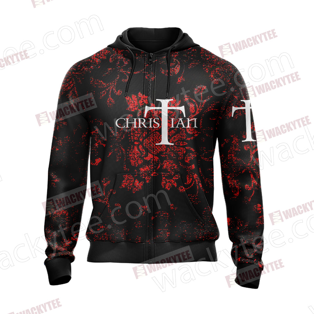 Cross Gothic Christian Unisex Zip Up Hoodie