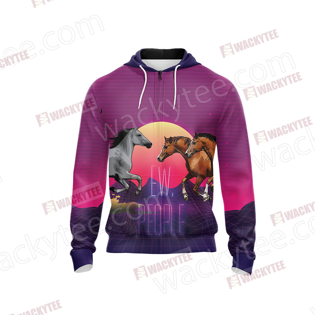 Horse Ew People Unisex Zip Up Hoodie