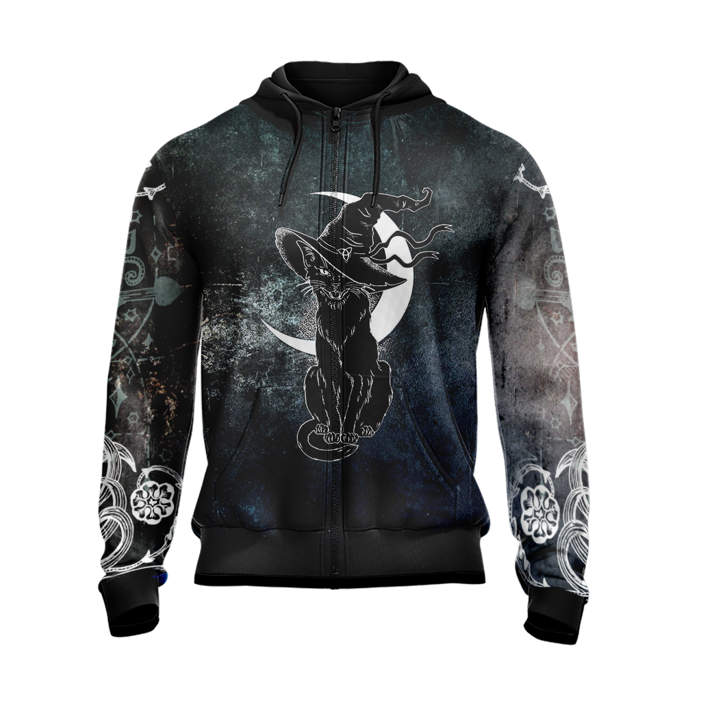 Black Cat Witches Unisex Zip Up Hoodie