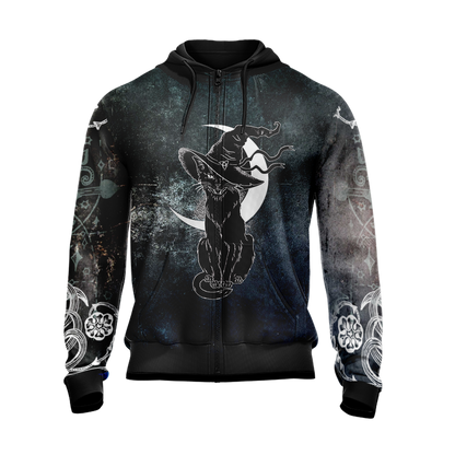 Black Cat Witches Unisex Zip Up Hoodie