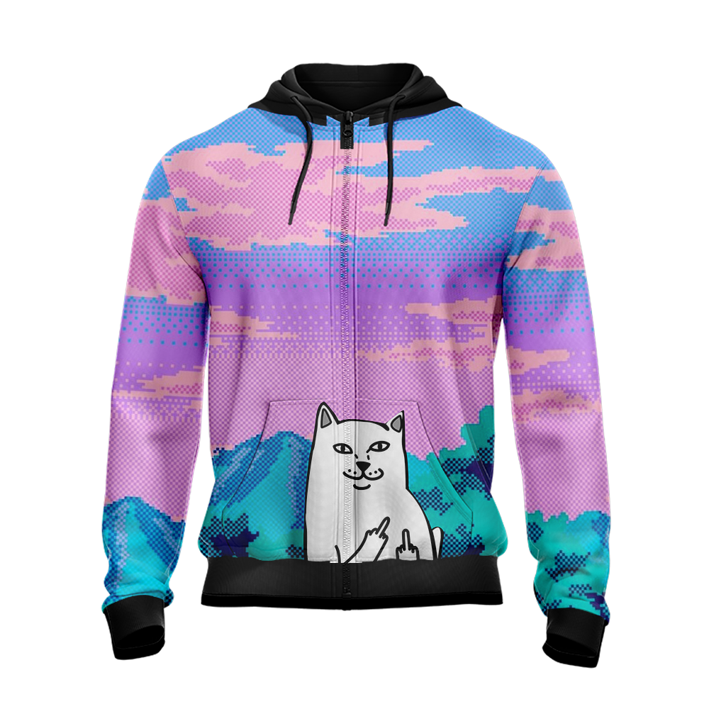 Cat Kawaii Vintage Style Unisex Zip Up Hoodie