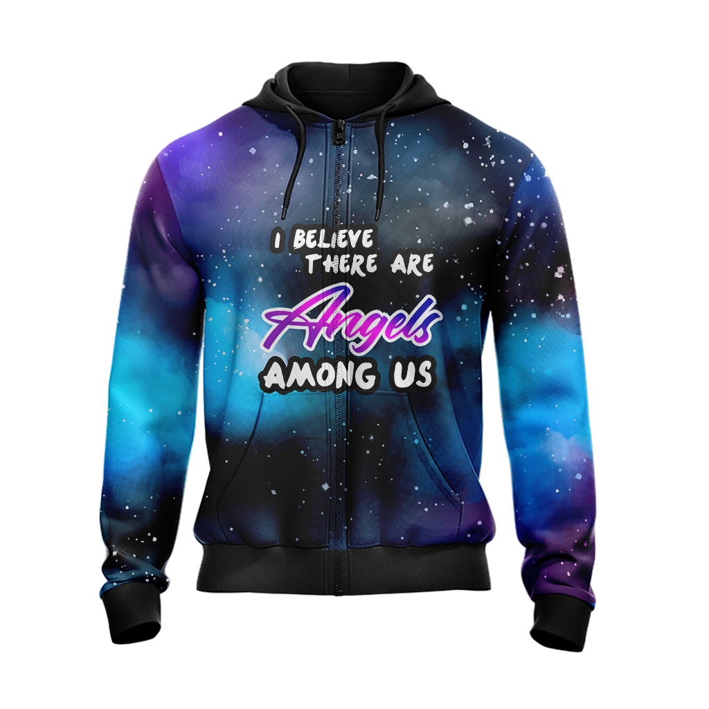 I Believe There Are Angels Among Us Elephant Unisex Zip Up Hoodie