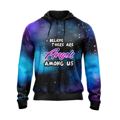 I Believe There Are Angels Among Us Elephant Unisex Zip Up Hoodie