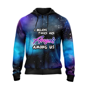 I Believe There Are Angels Among Us Elephant Unisex Zip Up Hoodie