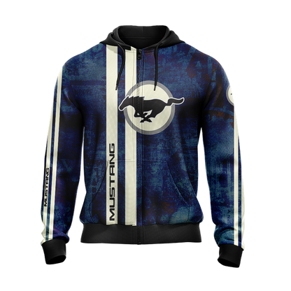 Mustang Racing Car Unisex Zip Up Hoodie