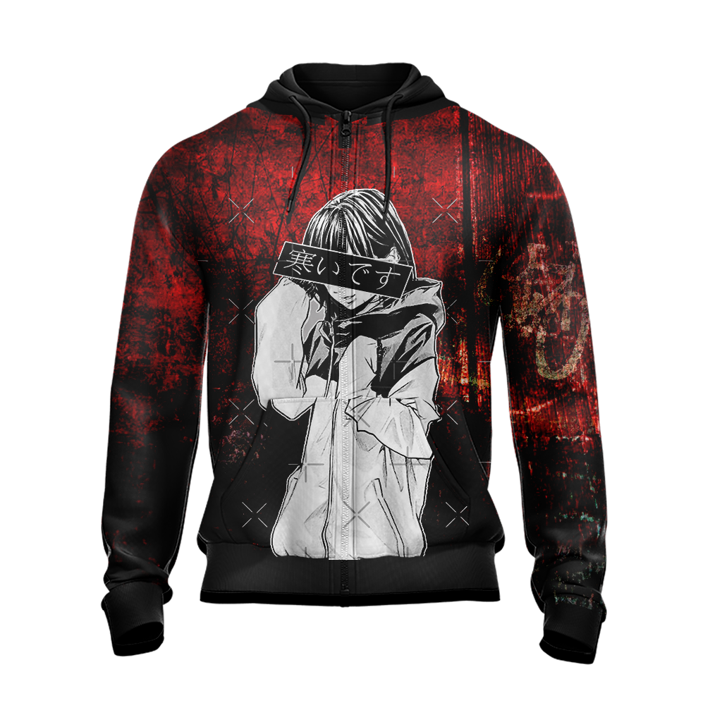 Sad Japanese Girl New Style Zip Up Hoodie