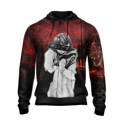 Sad Japanese Girl New Style Zip Up Hoodie