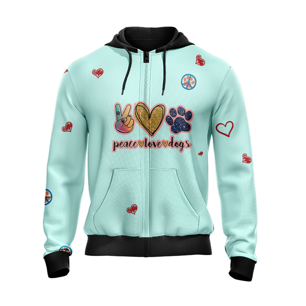 Peace Love Dogs Unisex Zip Up Hoodie