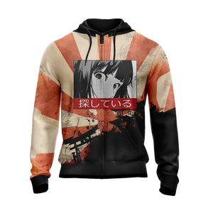 Sad Japanese Girl Zip Up Hoodie