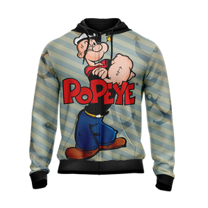 Popeye Characters New Unisex Zip Up Hoodie