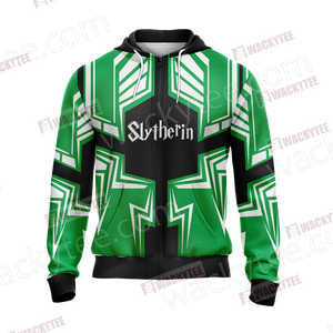 Harry Potter Hogwarts Castle - Slytherin House Wacky Style New Collection Unisex Zip Up Hoodie
