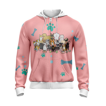 Dogs Comes Into Our Lives And Leave Paw Prints On Our Hearts Unisex Zip Up Hoodie