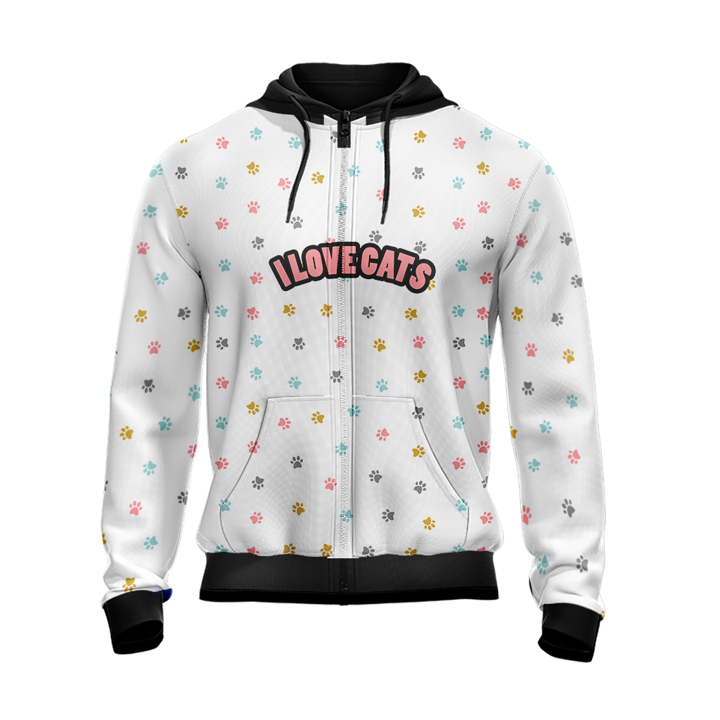 Life Is Hard Get More Cats I Loves Cats Kawaii Unisex Zip Up Hoodie