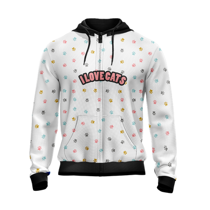 Life Is Hard Get More Cats I Loves Cats Kawaii Unisex Zip Up Hoodie