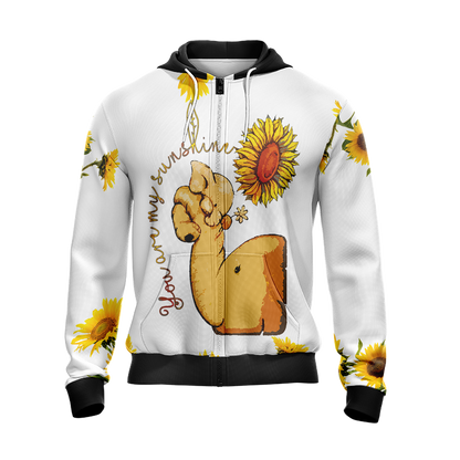 Elephant And Sunflower Unisex Zip Up Hoodie