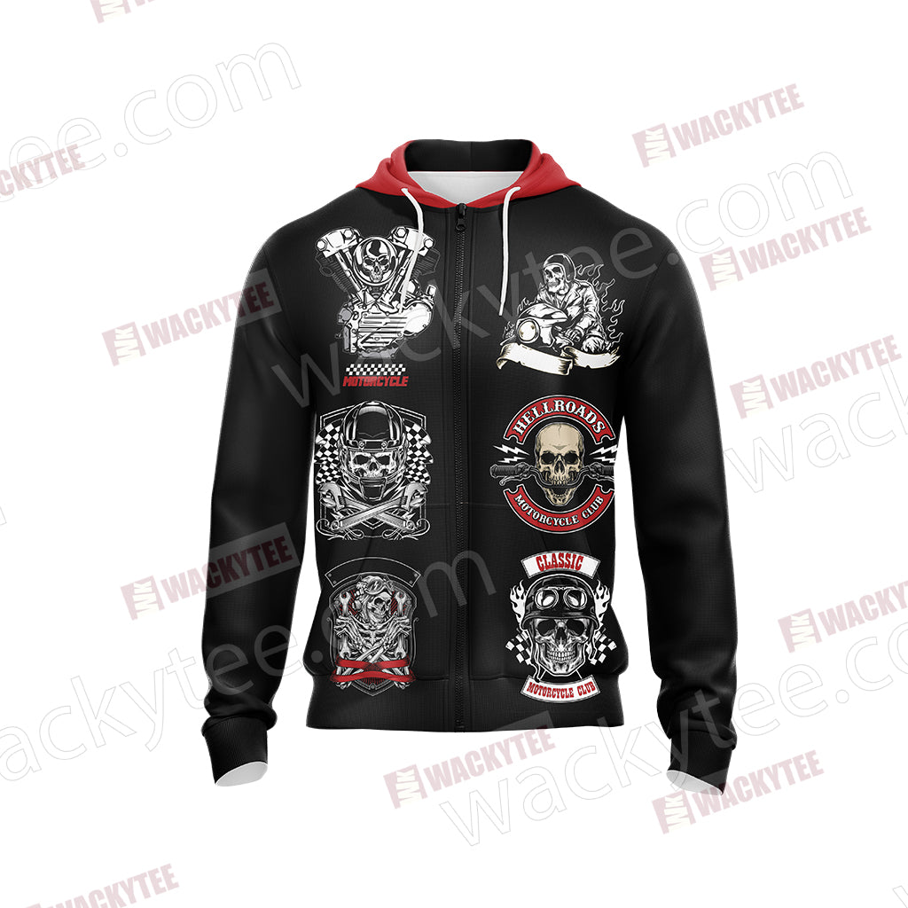 Motorcycle Unisex Zip Up Hoodie