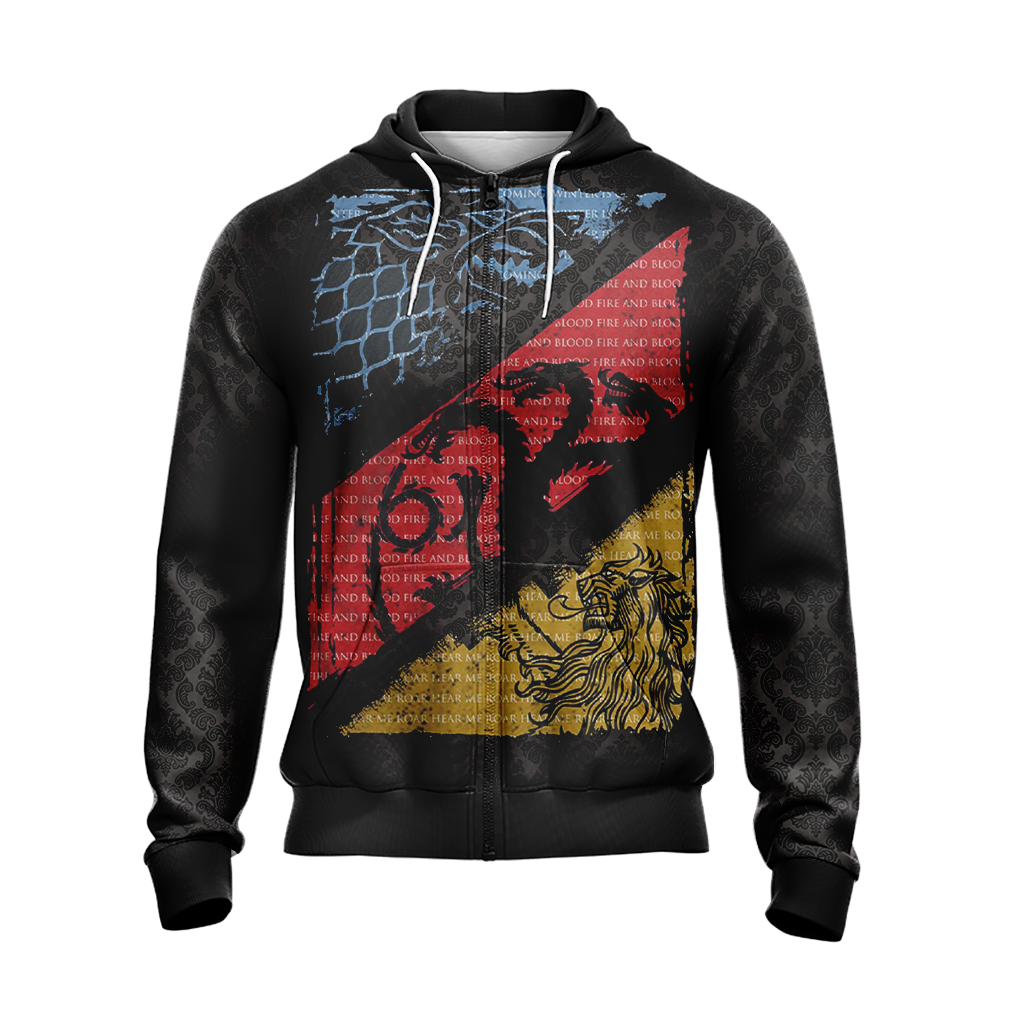 Game Of Thrones - Stark, Targaryen, Lannister Unisex Zip Up Hoodie