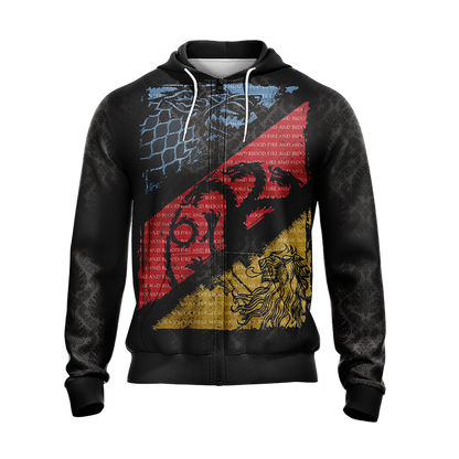 Game Of Thrones - Stark, Targaryen, Lannister Unisex Zip Up Hoodie