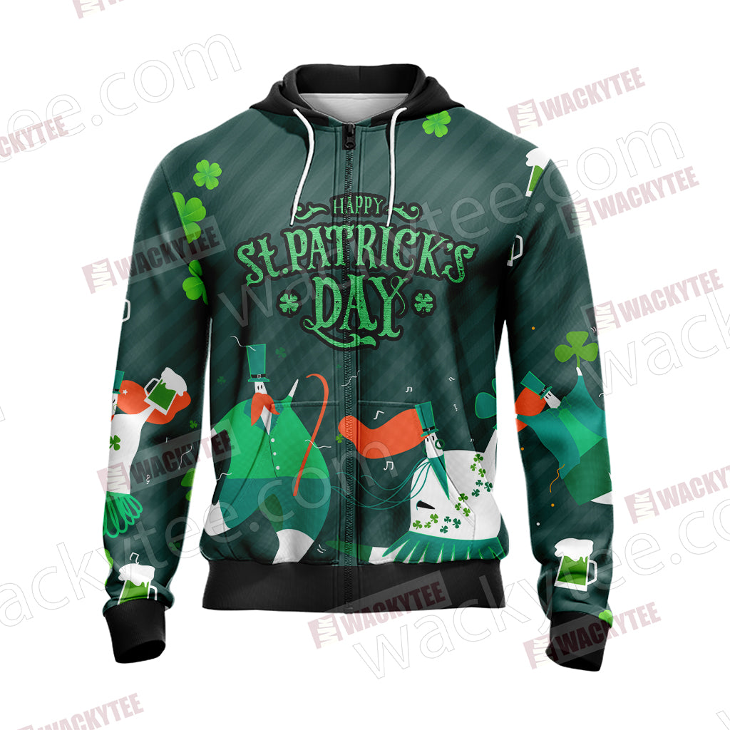Happy Saint Patrick's Day New Version Unisex Zip Up Hoodie Jacket