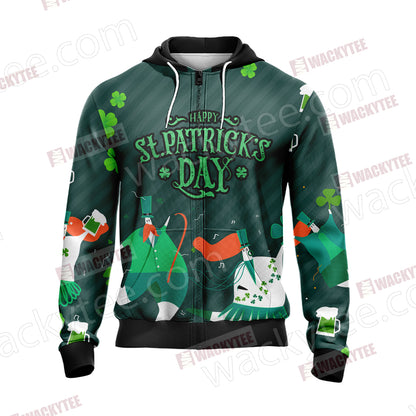 Happy Saint Patrick's Day New Version Unisex Zip Up Hoodie Jacket
