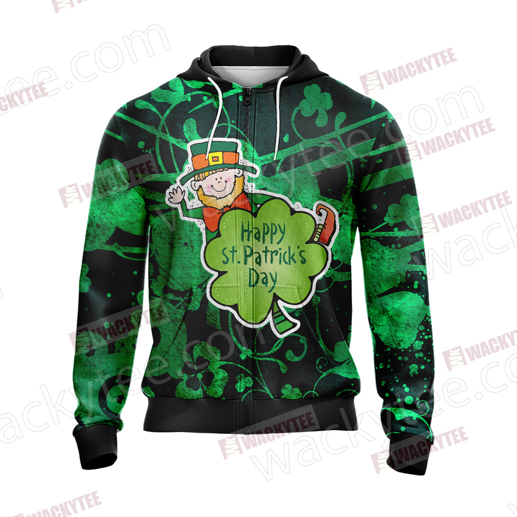 Happy Saint Patrick's Day New Look Unisex Zip Up Hoodie Jacket