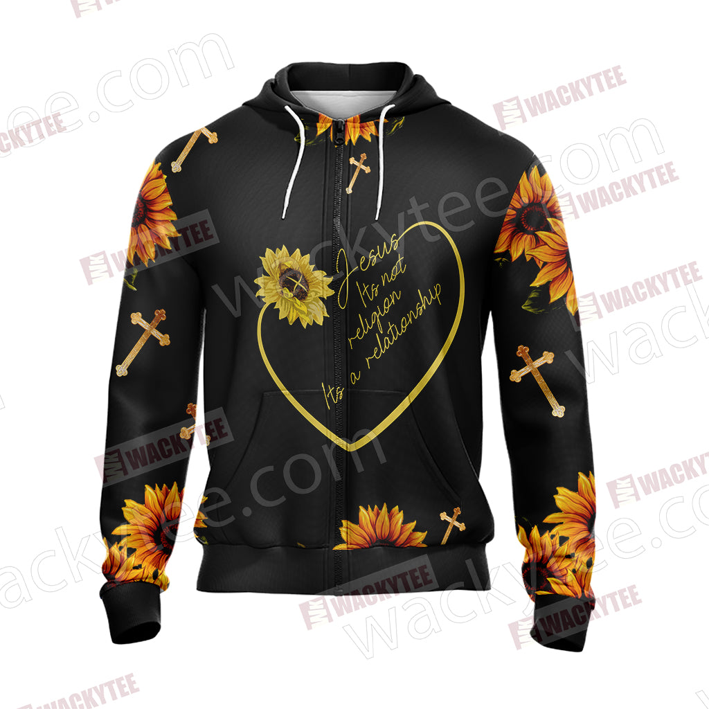 Christian - Its Not Religion Its A Relationship Unisex Zip Up Hoodie Jacket