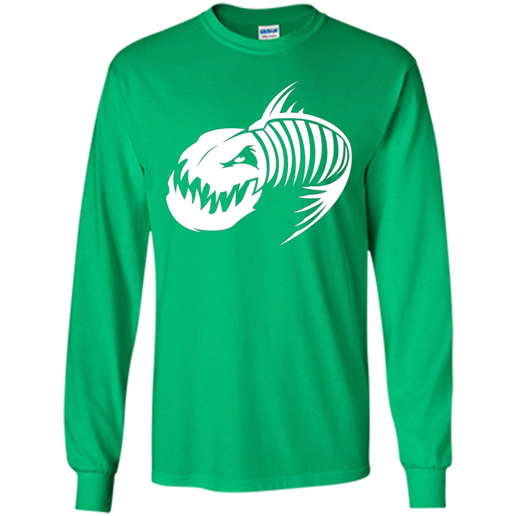Fisherman Gift T-shirt Badass Fish Bone Skeleton Irish Green