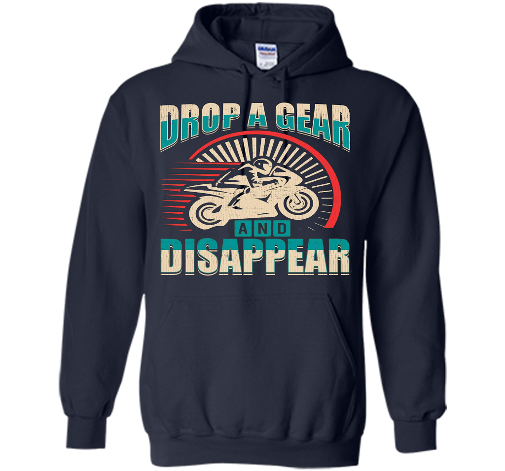 DROP A GEAR AND DISAPPEAR motorcycle racing tshirt t-shirt Navy
