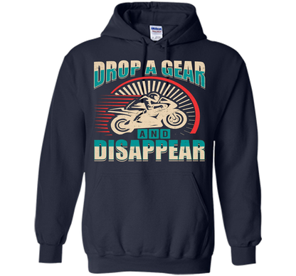 DROP A GEAR AND DISAPPEAR motorcycle racing tshirt t-shirt Navy