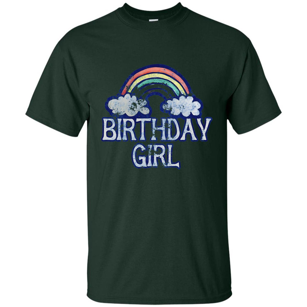 Birthday Girl Rainbow T-shirt Forest Green