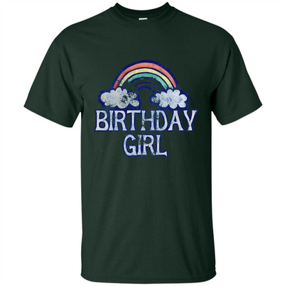 Birthday Girl Rainbow T-shirt Forest Green