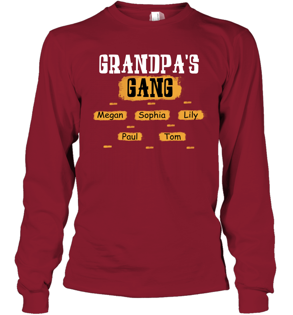 Grandpa's Gangs (Customized Name) Long Sleeve T-Shirt Long Sleeve T-Shirt Cardinal Red