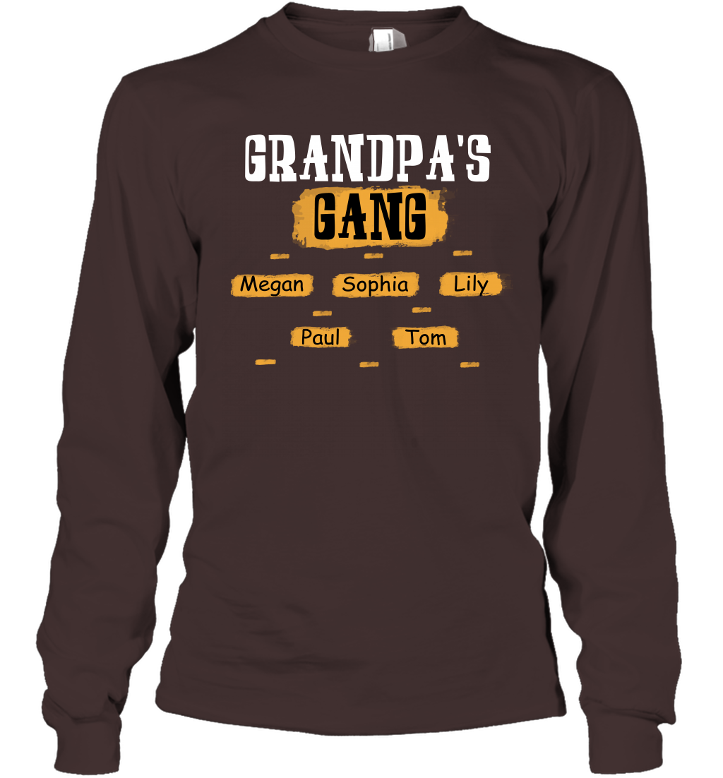 Grandpa's Gangs (Customized Name) Long Sleeve T-Shirt Long Sleeve T-Shirt Dark Chocolate