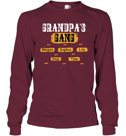 Grandpa's Gangs (Customized Name) Long Sleeve T-Shirt Long Sleeve T-Shirt Maroon