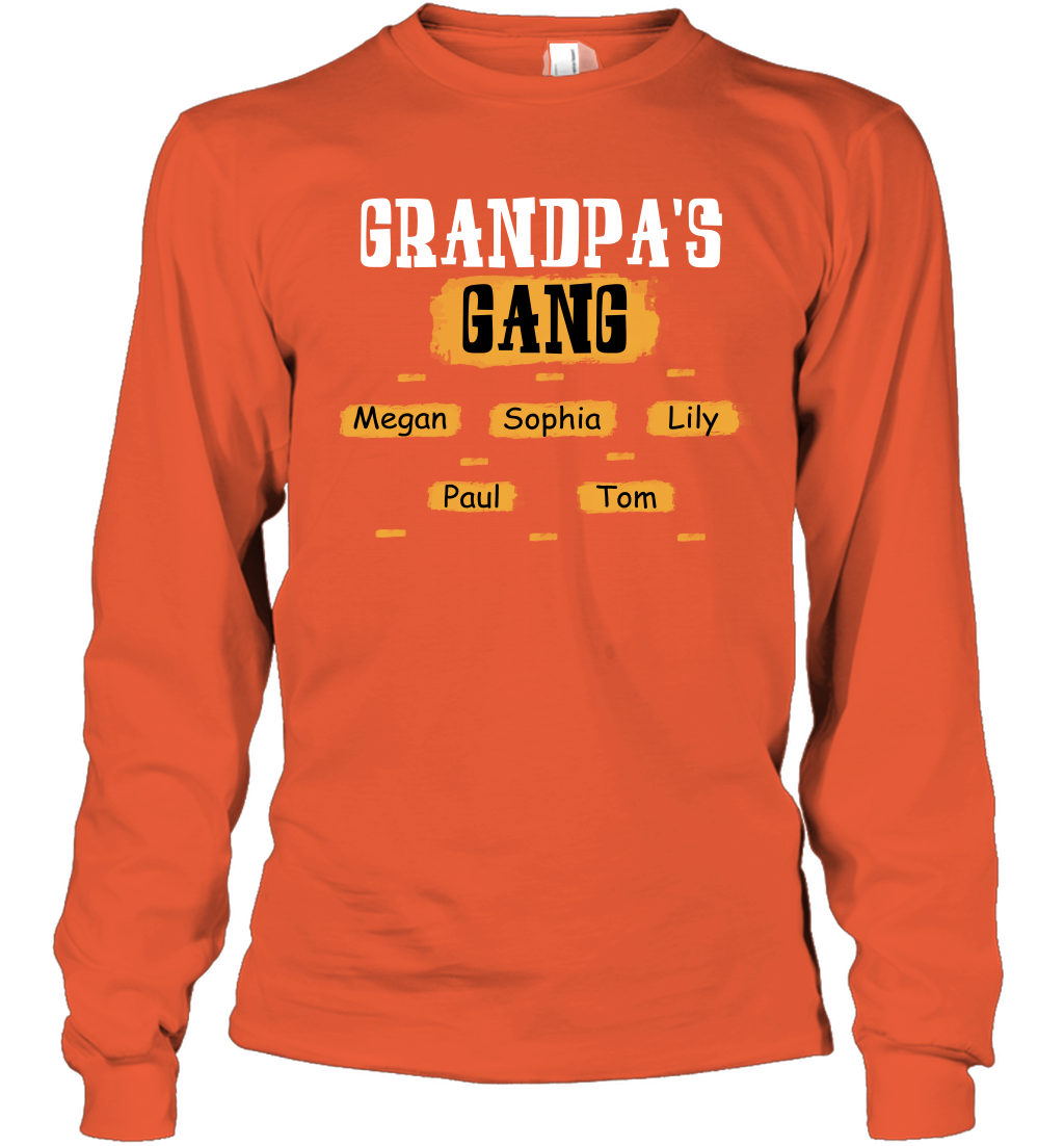 Grandpa's Gangs (Customized Name) Long Sleeve T-Shirt Long Sleeve T-Shirt Orange