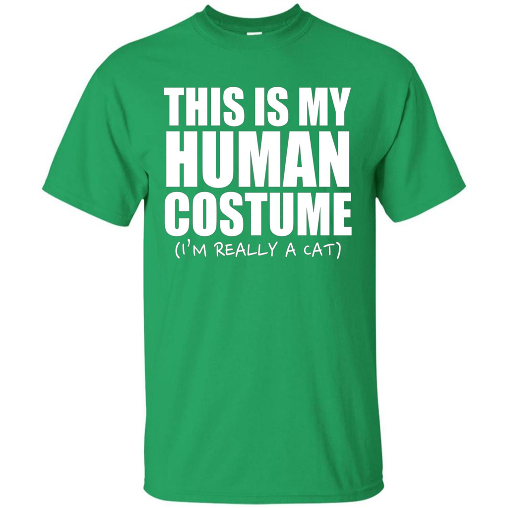 This Is My Human Costume I'm Really A Cat Halloween T-Shirt Irish Green