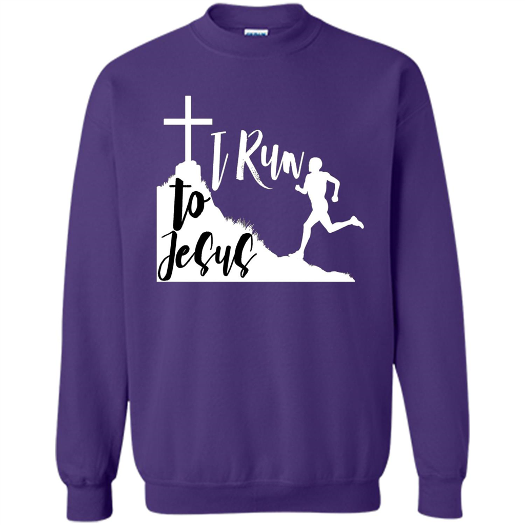 Christian T-shirt I Run To Jesus Purple