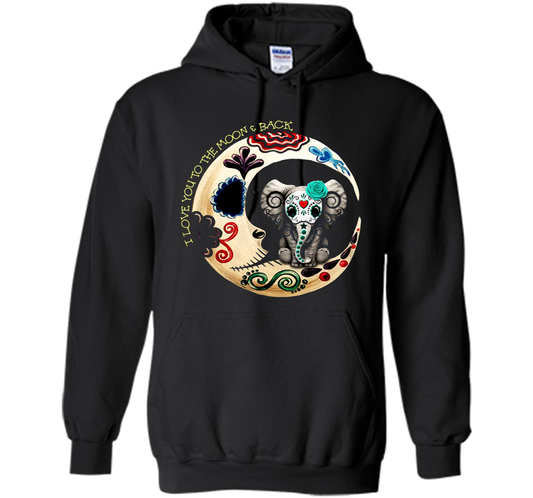 Elephant I Love You To The Moon Back T-shirt Black