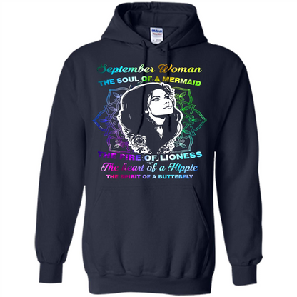 September Woman T-shirt The Heart Of A Hippie Navy